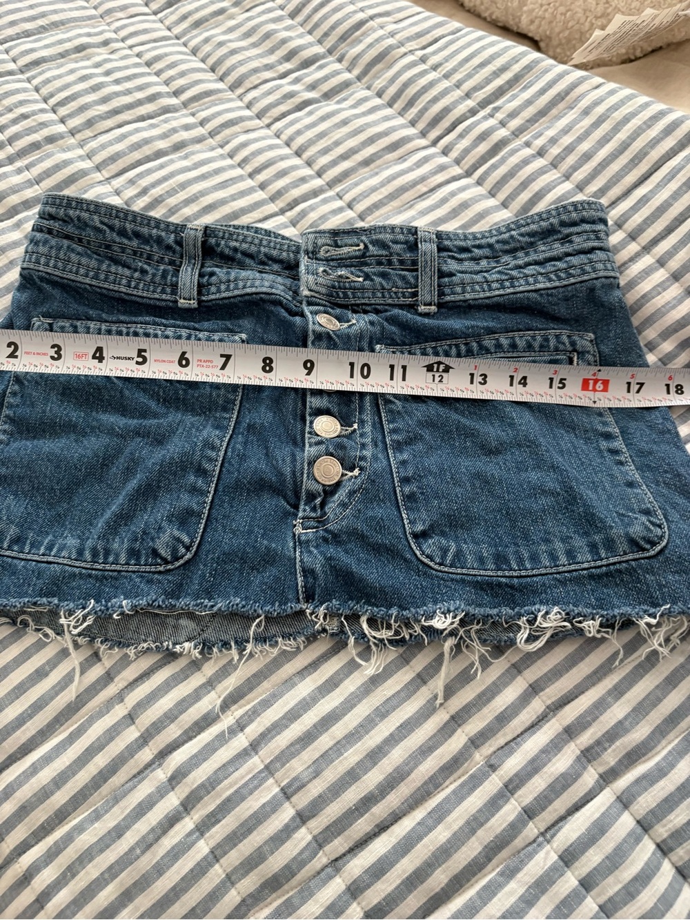 Free people denim mini skirt with button detail, size 30